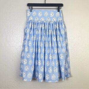 Blue and White Patterned Midi Skirt